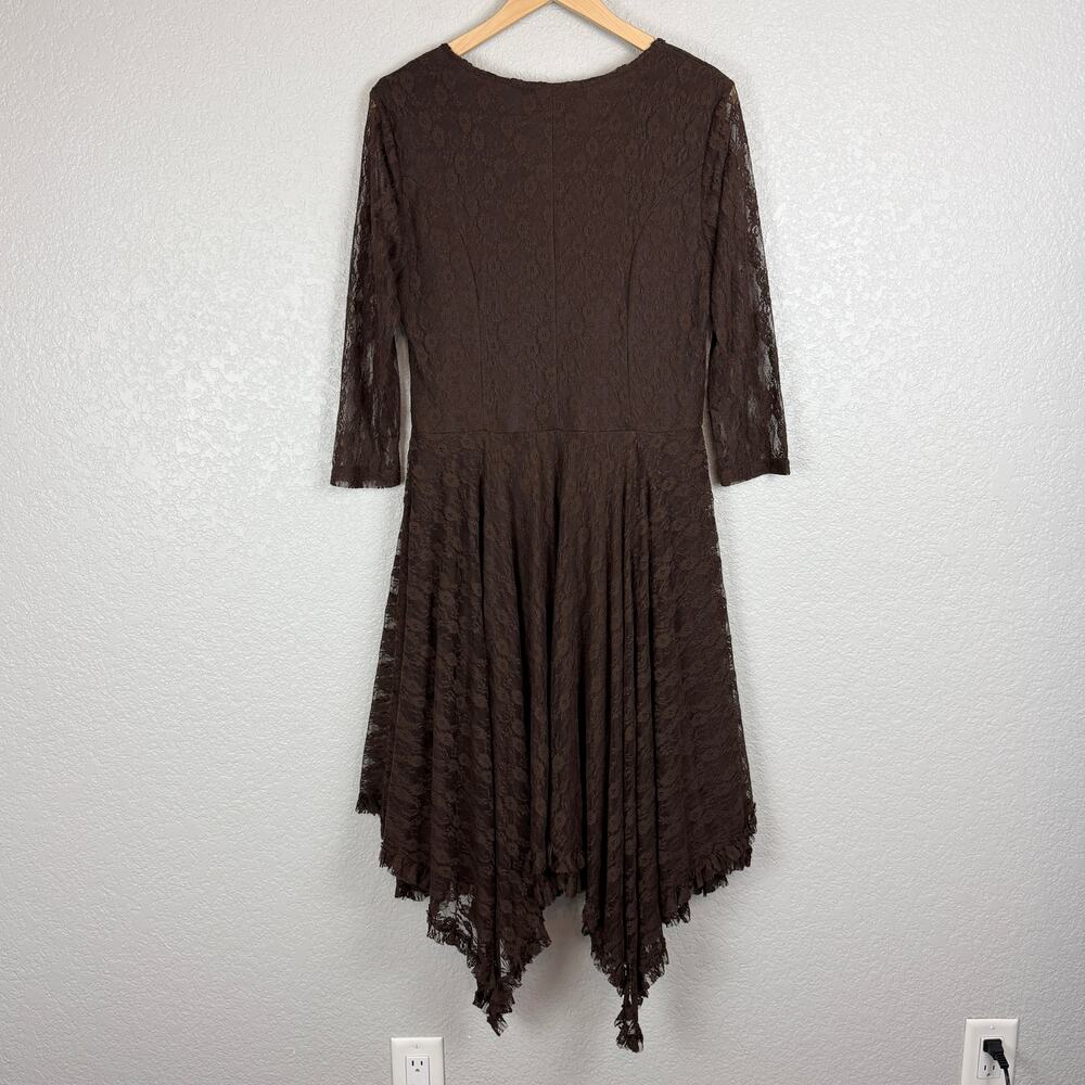 Back in the Saddle Heirloom Lace Lined Dress Brown M Boho Cowgirl Whimsigoth EUC - Picture 6 of 10